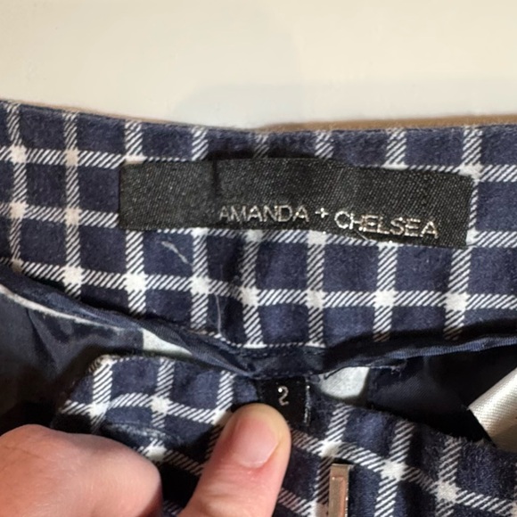 Amanda & Chelsea Navy and White Plaid Pants - Picture 2 of 4